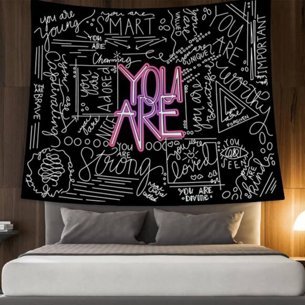 New 50x60In You Are Quote Inspirational Tapestry Wall Art for Room Decor - Picture 5 of 6